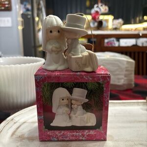 Precious Moments Bride and Groom Ornament - White and Cream